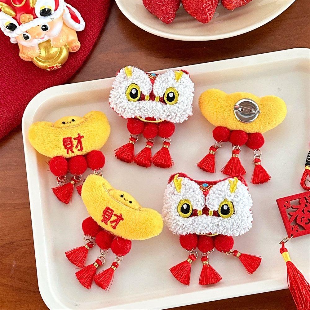 Lucky Lion Dance Brooch Coin Chinese Style Pin Creative Spring Festival Pin Party