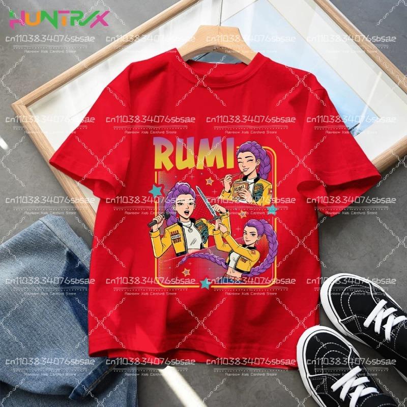 KPop Lovci démonů Zoey Potištěné tričko Dětské Nové Kreslené Měkká Bavlna Dívčí Tričko Topy K-Pop Bavlna Batole Dívčí Oblečení