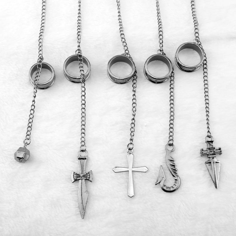 Anime Hunter x Hunter Kurapika Chain Rings Women Men Cosplay 1:1 Metal Pendant Clothing Accessories Jewelry Props