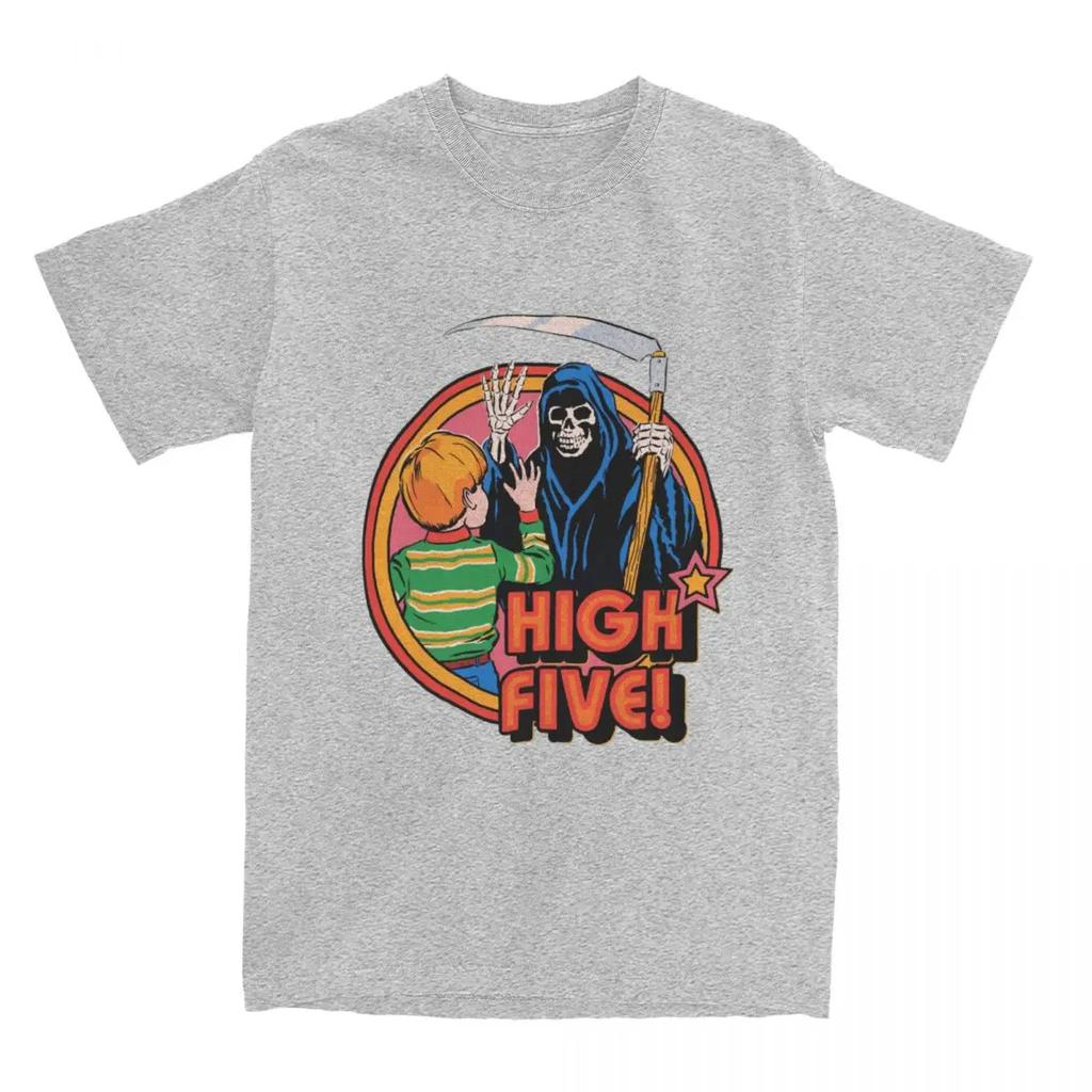 Humor High Five Death Grim Reaper T Shirt Nostalgia Darkness 70s 80s Dark Art Vintage Horror Apparel Vintage Tees T-Shirt