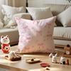 Beautiful Pink Bow Cherry Cushion Cover Anti-Dustmite Pillowcase Invisible Zipper Silky Short Plush Sofa Cushion Cover