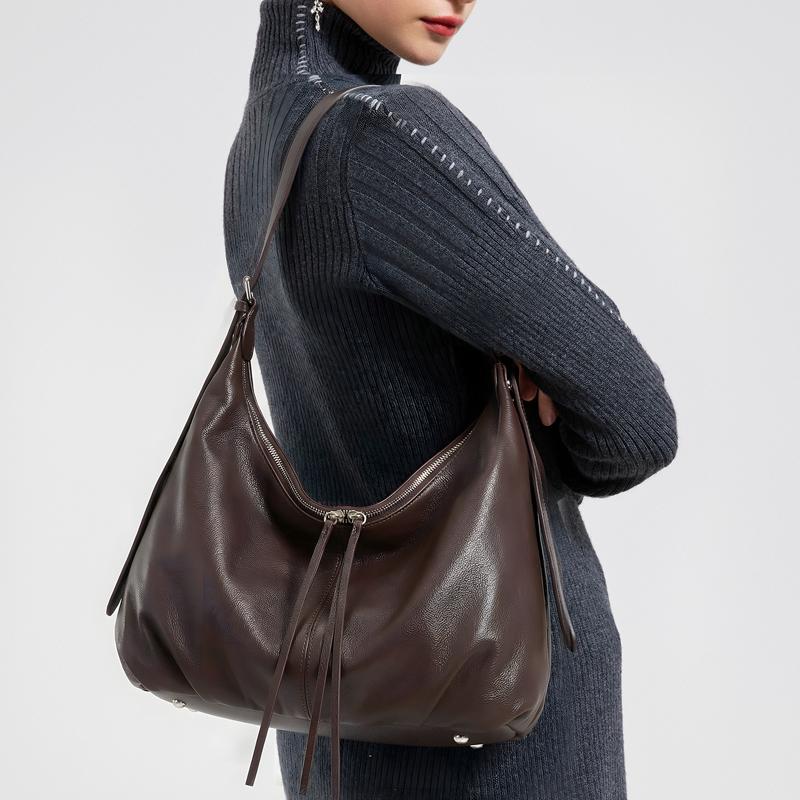 New Spring Ladies Large Capacity Genuine Cowhide Leather Underarm Bags Women's fashi Luxury Designer Shoulder Crossbody Bag