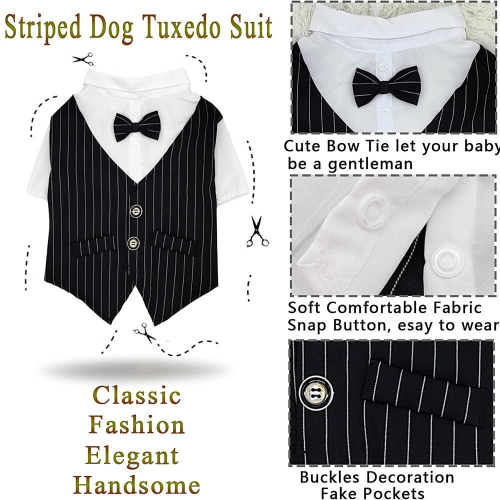 Ropa para mascotas Camisa para perro Esmoquin para perro Camisa con pajarita para perro niño Fiesta de boda Bulldog Pug Disfraz de cachorro Mascota Teddy Trajes finos de verano