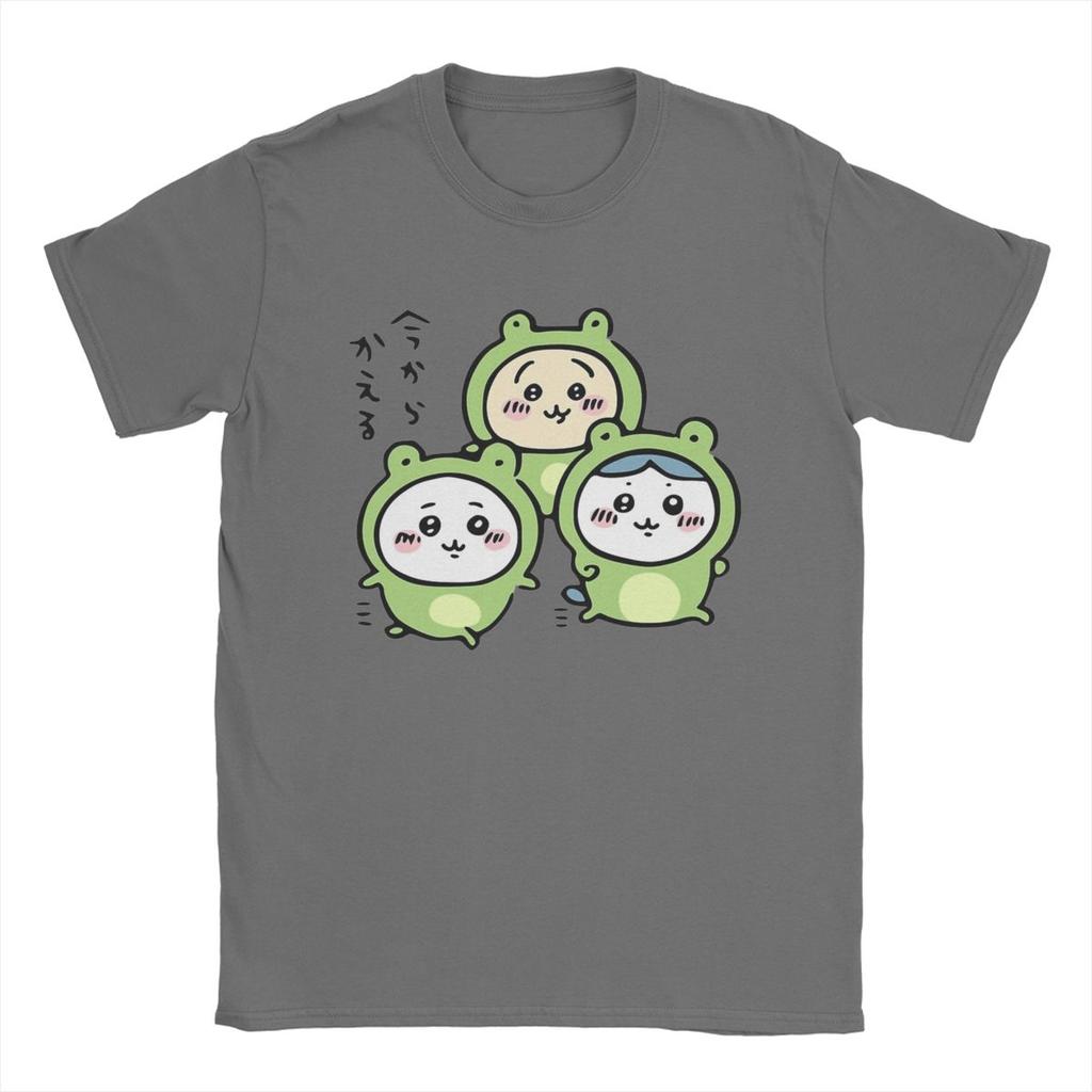 Men Chiikawa And Friends Frogs Hachiware Usagi T Shirt 100% Cotton Clothing Novelty Round Collar Tees Summer T-Shirt