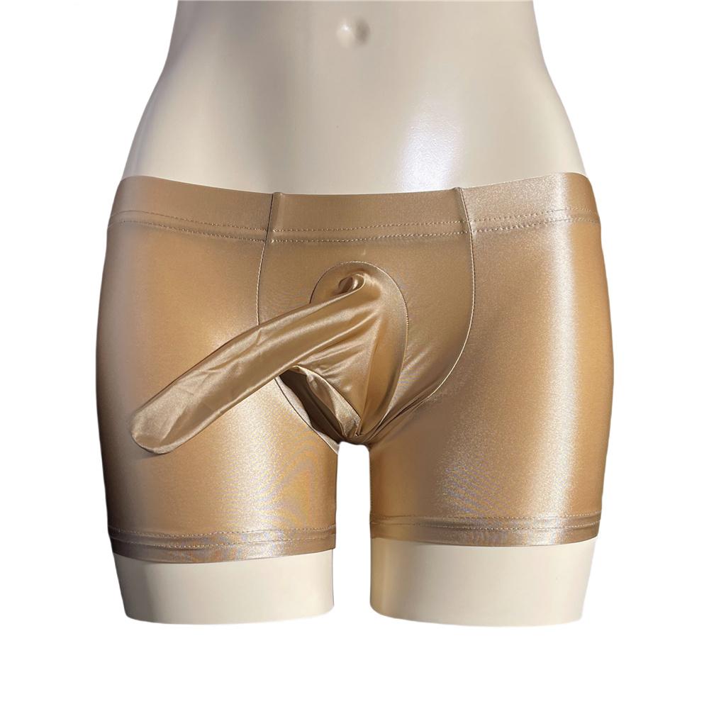 Sexy Men Hot Short Panties U Bulge Pouch Boxer Oil Shiny Glossy Smooth Lingerie Cock Ring Underwear Breathable Briefs