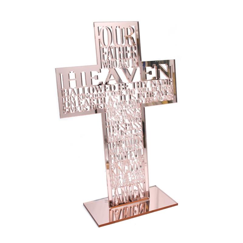 21cm Hollow Out Acrylic Scriptures for Cross with Stand Jesus Christ Catholic Bible Religious Christian Standing for Cross A0KF