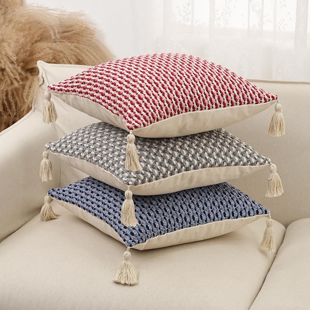BUYNOW Simple Yarn-Dyed Jacquard Pillow Case Light Luxury Cushion Cover Nordic Style Hotel Home Living Room Decor Sofa Cushions