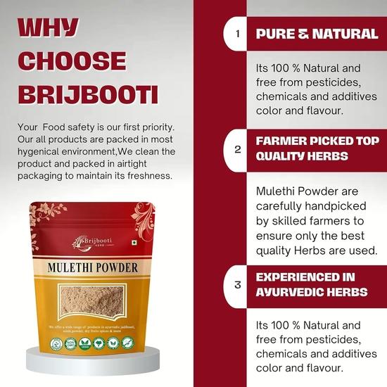 Polvere di Liquirizia Birju Mahavir - Polvere di Yastimadhu 100 Gr, Naturale (BMKB-75)