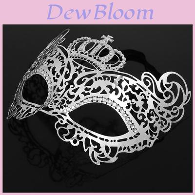 Metallic Gold Queen Mask With Rhinestones For Costume Party And Halloween Festivities