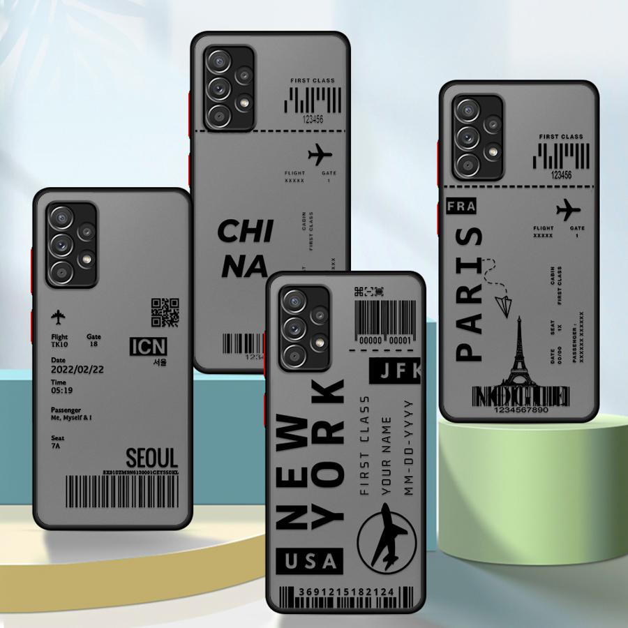 Airplane Bus Tickets Phone case for Samsung Galaxy A21s A22 A71 A72 A73 A23 A25 A52s A53 A54 A55 A24 A31 A32 A33 A34 A51 A52
