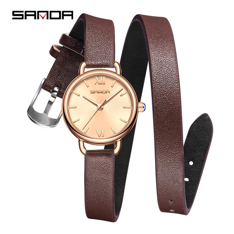 Sanda Women's Retro Roman Numeral Quartz Watch - Fashionable, Simple, and Waterproof