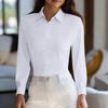 Women's Fashionable Color Lapel Long Sleeved Waist Cinched Business Casual Shirt Top