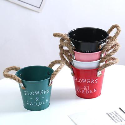 Mini vasos de flores de metal e porta-canetas - Vaso para suculentas e balde de armazenamento para artesanato doméstico