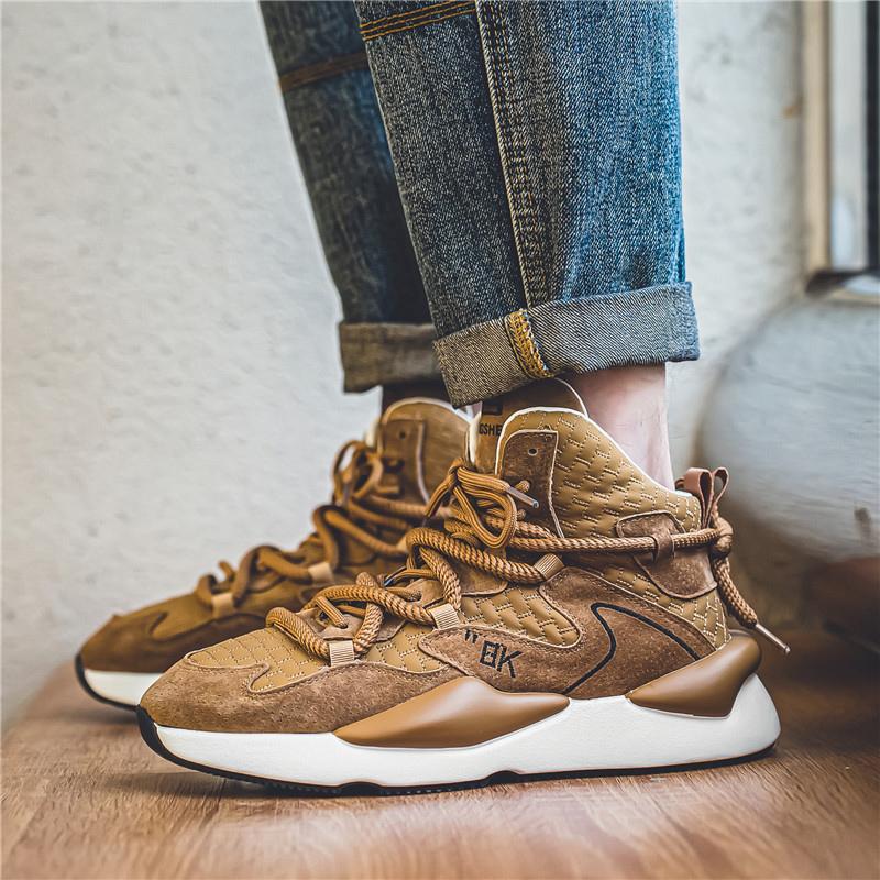 Hot sale Vintage Brown Men Fashion Sneakers 2024 Quality Men's High top Shoes Sneakers Designer Platform Sneakers Men zapatillas
