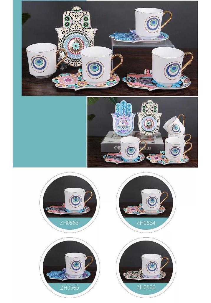 Nordisches Keramik-Set für Türkischen Kaffee & Tee mit Untertassen