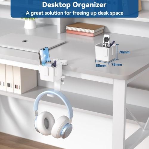 KDD 5-in-1 Desk Organizer - Rotating Headphone Stand with Drink Holder, Detachable Controller Stand, Pen Holder and Cup Holder - Desktop Storage for C