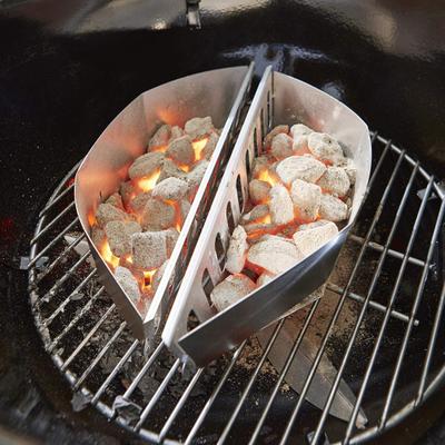 2 Pcs Stainless Steel Charcoal Basket Holder for Grilling Contoured Carbon Briquet Baskets Balanced Heat Easy To Clean BBQ Accessories for Outdoor