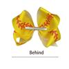Yellow Baseball Print Glitter Ribbon Bow Hair Clip for Sports