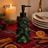 Festive Soap Dispenser Resin Christmas Tree Dispenser, Refillable Liquid Hand Shampoo Shower Gel Container, Empty Pump Lotion Bottle for Bathroom