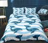 Set Copripiumino Oceanico Set Biancheria da Letto Balena Azzurra Biancheria da Letto Animale Marino Set Letto a Righe Tessile per la Casa in Microfibra per Bambini e Adolescenti