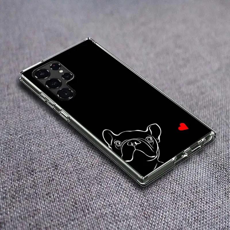 

French Bulldog Black White Clear Phone Case for Samsung Galaxy S21 Plus S24 S23 S20 FE S22 S26 Ultra S25 Edge TPU Capa Cases Cov Samsung S25 Edge