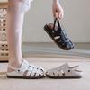 GKTINOO Genuine Leather Roman Sandals 2025 Summer Women Sneakers Closed Toe Comfortable Hollow Soft Sole Mom Shoes Plus Size
