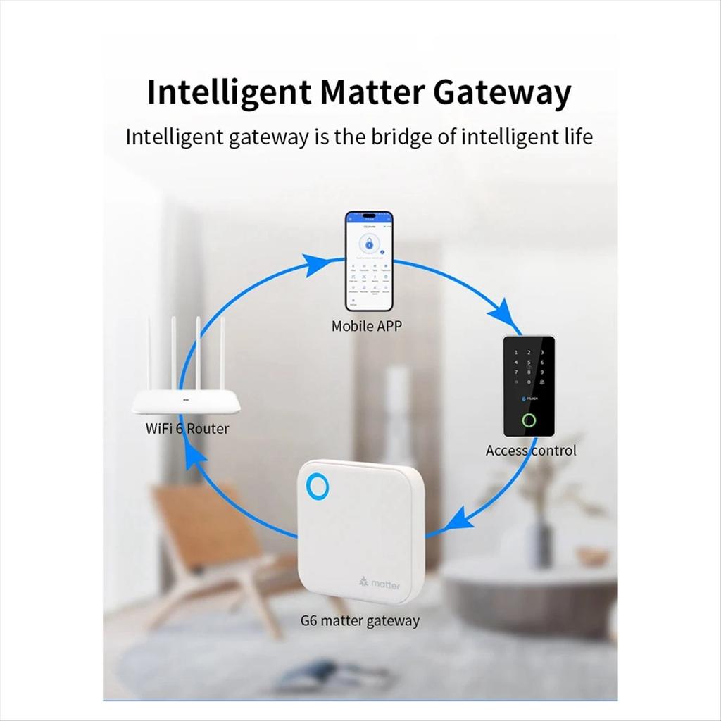 TTLOCK G6 Smart Matter Gateway Remote Control Unlock Bluetooth to Wifi Router for Home Security Real-Time Monitoring