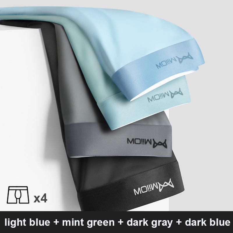 

MiiOW, 4 шт. в партии, мужские шорты-боксеры, графеновое антибактериальное нижнее белье из ледяного шелка, мужские боксеры, бесшовные дышащие мужские трусы, L-5XL XXXXL