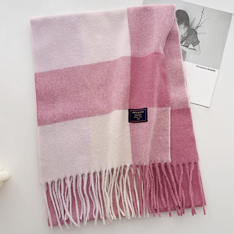 2024 Red Classic Plaid Women Scarf Imitation Cashmere Shawl Winter Thick Warm Neckerchief Foulard Echarpe Wrap Designer Lady