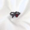 Women's Black Raven Adjustable Open Ring - Dark, Simple, Korean Style Fashion