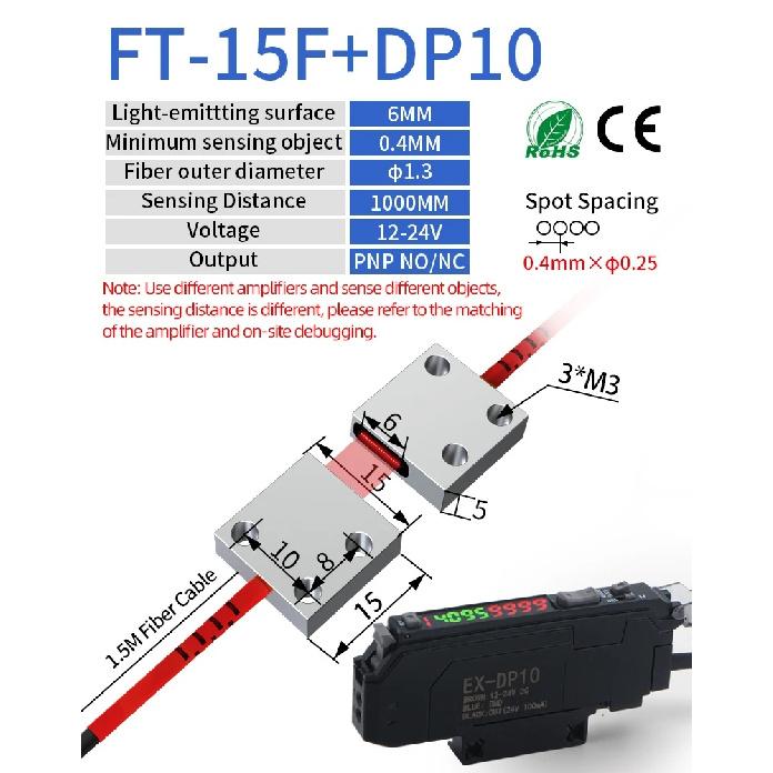 GTRIC Through-Beam Matrix Array Fiber Optic Sensor Set With Digital Display Amplifier 12-24V DC PNP Fast Response Optical Switch
