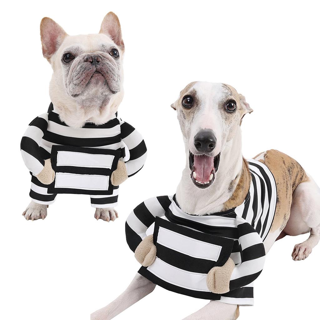 Comfortable Prisoner Costume Funny Striped Outfit Party Wear for Small Dog Cats Theme Party and Holiday Dressingup