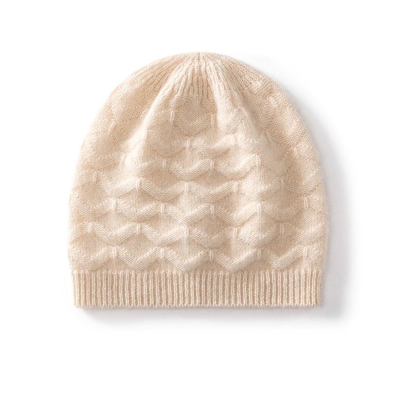 Autumn and winter new% pure cashmere hat women's knitted thickened fashion casual ear protectors hollow bag head hat