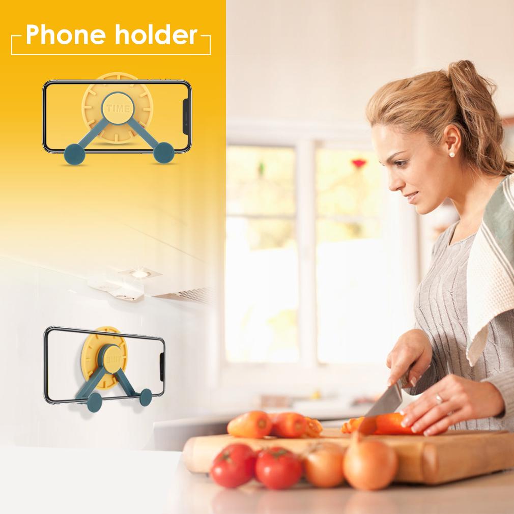 1Pc Time Clock Design Wall Hooks Self-adhesive Coat Hat Rack Hook 360° Rotation Clock Hook Bathroom Kitchen Accessories
