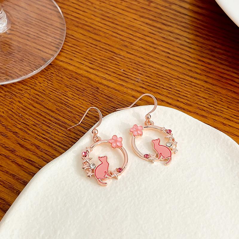 Fashion Cute Fox Koi Cat Rabbit Earrings for Women Girls Sweet Cartoon Enamel Painted Animal Earrings Jewelry Gift