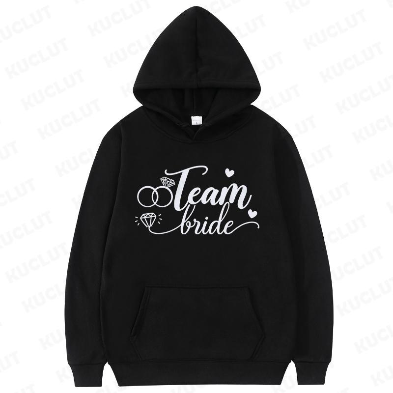 Fashion Team Bride Tribe Hoodies Women Ring Crown Print Soft Pullover Sweatshirts for Wedding Bachelorette Party Outerwears