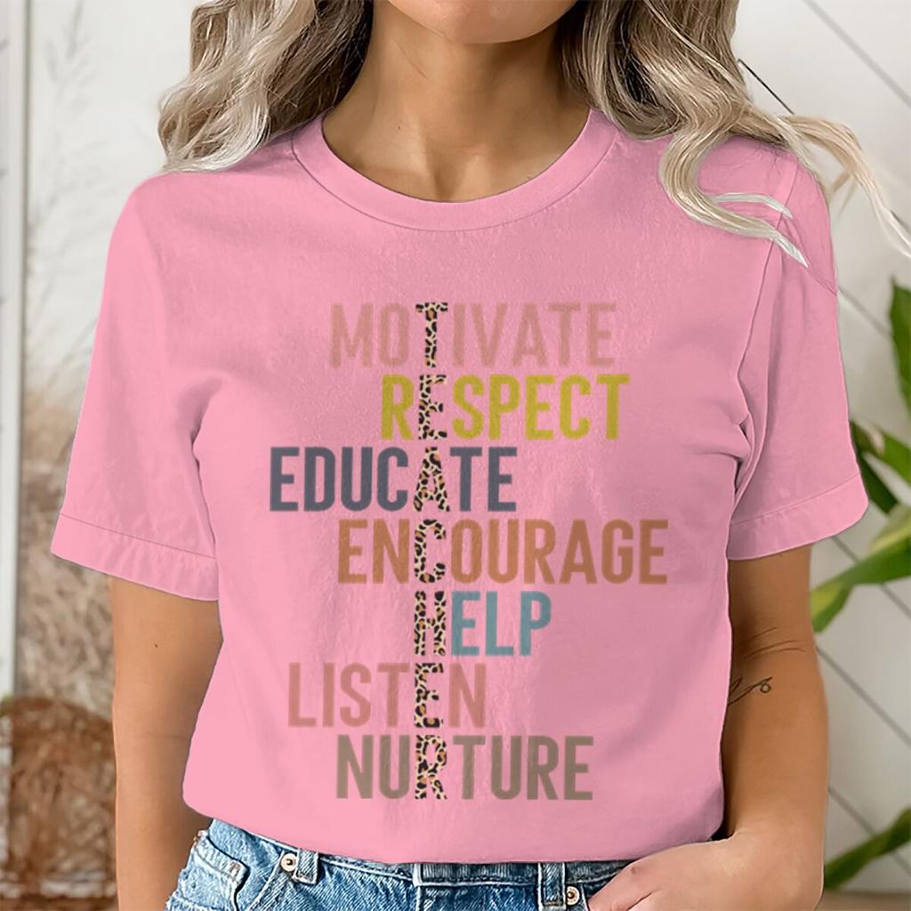 Leopard Print Teacher Tshirt Motivate Respect Educate Inspirational Quote Back To School Tee Gifts Unisex Unisex Teacher Tshirts