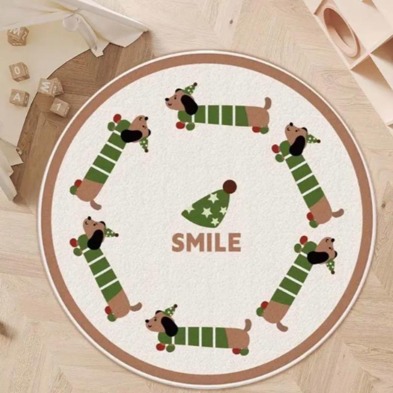 Christmas Puppy Circular Carpet Decoration Gift Pad Ethnic Living Room Bedroom Hanging Chair Pad Area Carpet New Year Carpet