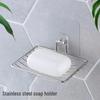 Wall-Mounted Stainless Steel No-Nail Soap Holder with Multi-Layer Drainage
