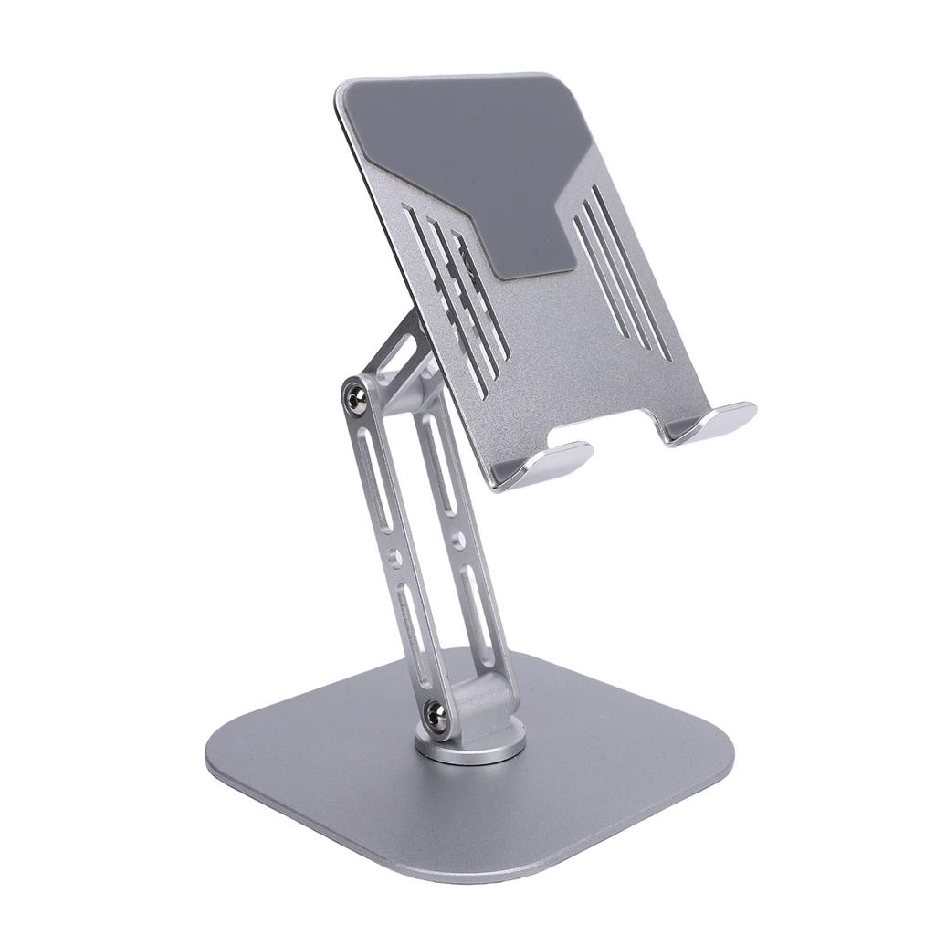 Desk Tablet Stand Adjustable Foldable 360 degrees  Rotating Metal Desk Tablet Holder for Cell Phone Silver