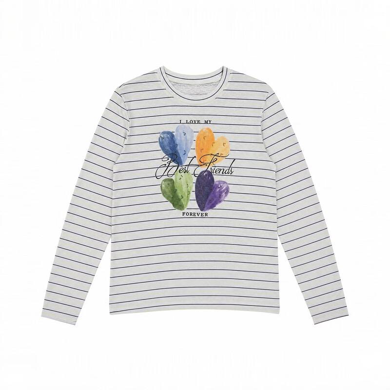 Demana Autumn Minimalist Striped Crew Neck Long Sleeve Tee