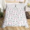 3D Rabbit Duvet Cover Set Full Queen Size Cute Farm Animal Butterfly Bedding Set For Girls Teal Blue Watercolor Comforter Cover