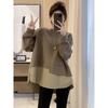 Women's Crew Neck Long Sleeve Fake Two Piece Sweatshirt Loose Fit Plus Size Streetwear Color Block Patchwork Casual Fall Pullover Top