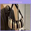 Fashionable Casual Striped Canvas Shoulder Bag For Everyday Use With Ample Space