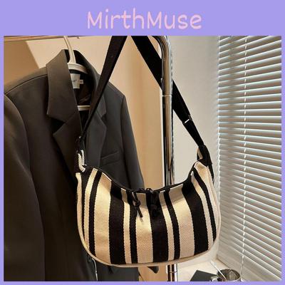 Fashionable Casual Striped Canvas Shoulder Bag For Everyday Use With Ample Space
