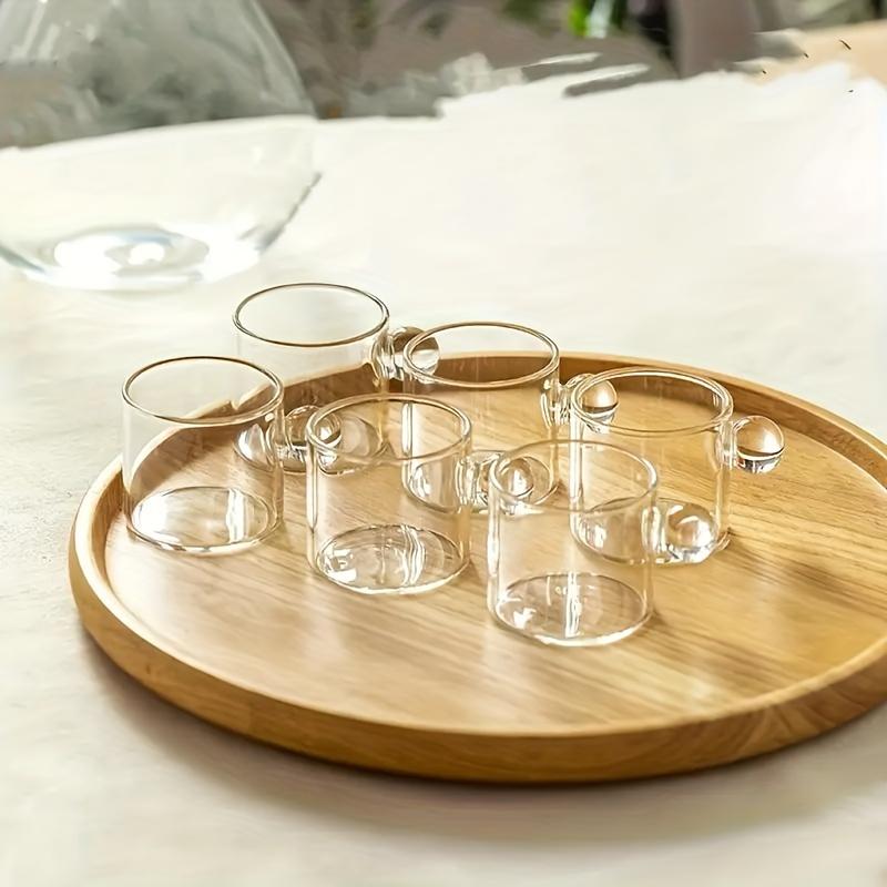 6pcs Espresso Cups Small Cup Home Glass Ball Handle Coffee Cup Tea Water Cup Heat Resistant Glass Teacups Juice Mug Table Decor