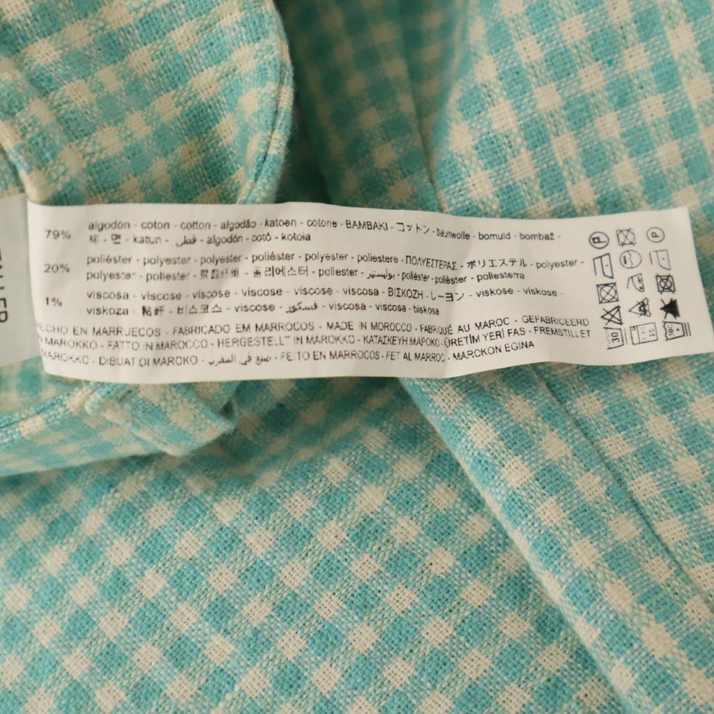 Unused ZARA Gingham Check Pattern Flare Pants M Mint Green Women Used