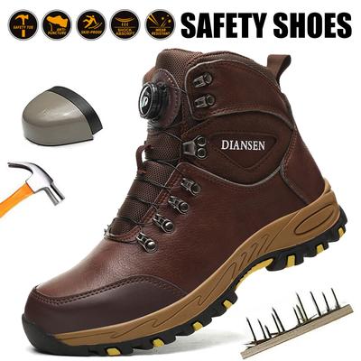 Men's Rotating Button Safety Shoes Steel Toe Work Sneakers Indestructible Shoes Puncture-Proof Work Boots Waterproof Anti-slip