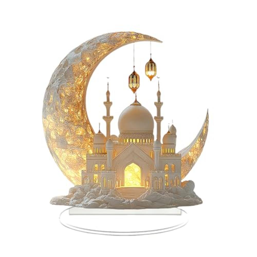 

2D Ramadan Festival Acrylic Moon Castle 2025 Eid Al-fitr Mubarak Home Party Table Gifts Ramadan Decorations Craft Ornament Kids