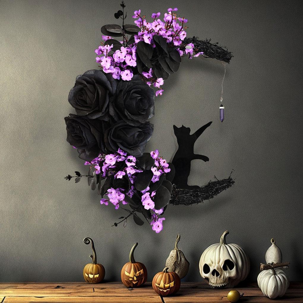Plastic Brighten Up Door Halloween Festival With Door Wreath Halloween Wreaths With Lights